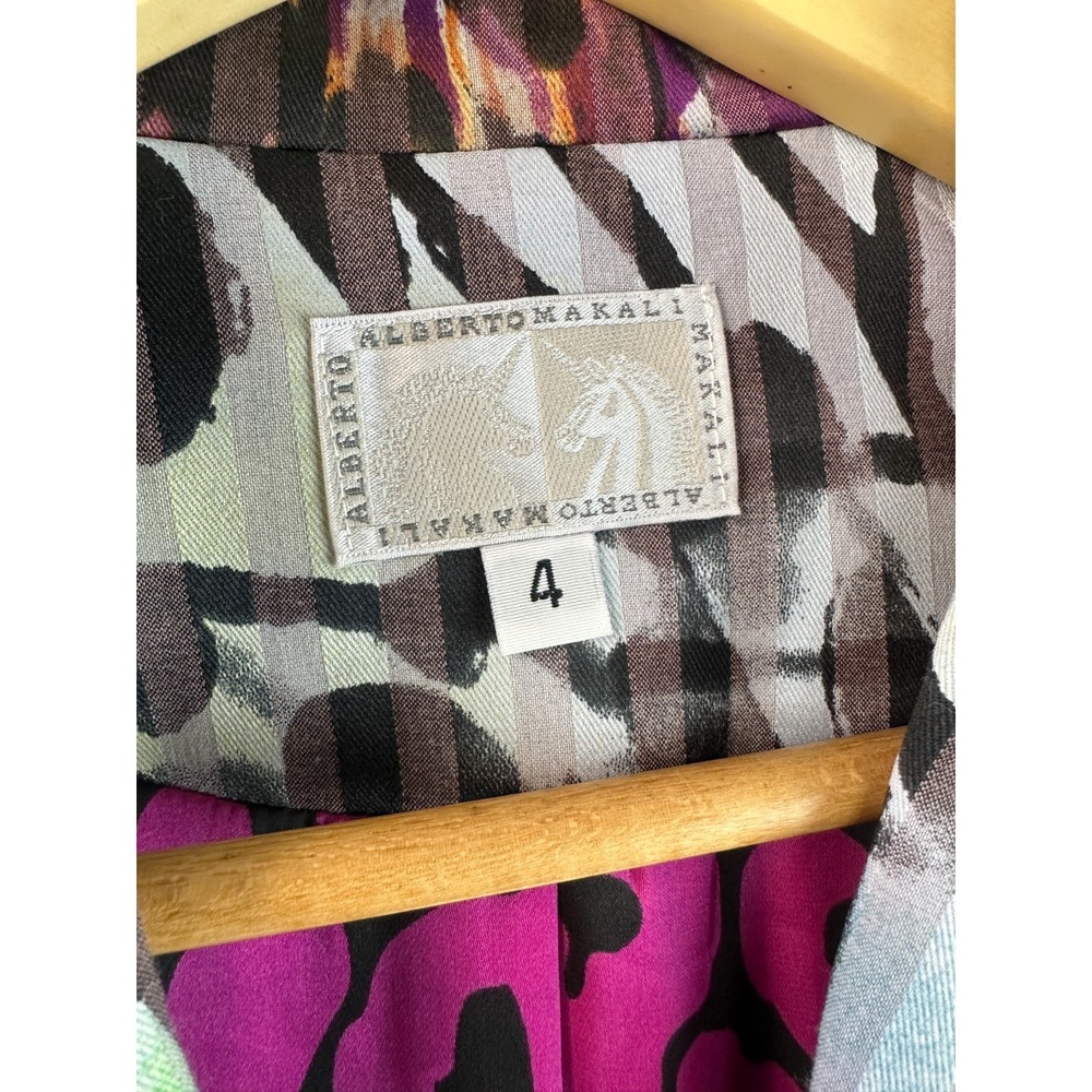Alberto Makali Blazer Size 4 Short Sleeve Animal Butterfly Print Light Jacket - Picture 10 of 14